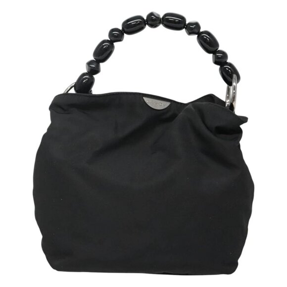 Christian Dior Maris Pearl Hand Bag Nylon Black Silver - Picture 10 of 15